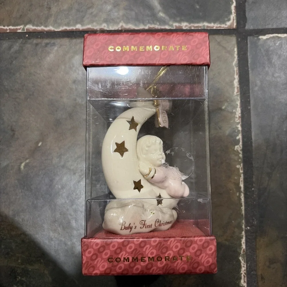 LENOX 2000 BABY GIRL's FIRST CHRISTMAS - Moon & Stars Ornament 1st -- NEW in BOX